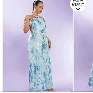 F21 metallic jaquard long dress